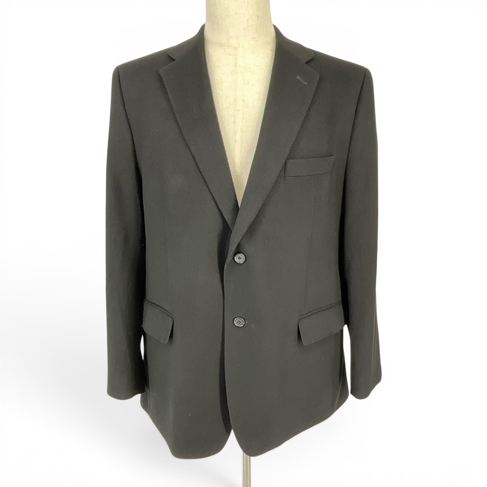 Petrocelli Mens 44R Blazer Sport Coat 100% Cashmere 2-Button Black Solid